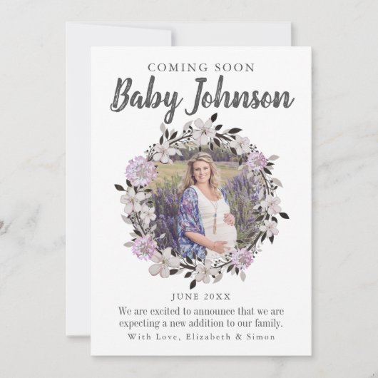 モダンフローラ写真の妊娠の発表 案内状 (正面)