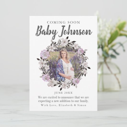 モダンフローラ写真の妊娠の発表 案内状 (スタンド正面)