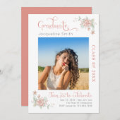 モダンフローラ卒業パーティー写真招待状 招待状 (正面/裏面)