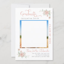 モダンフローラ卒業パーティー写真招待状