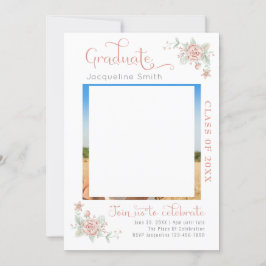 モダンフローラ卒業パーティー写真招待状 招待状