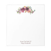 モダンフローラ名パーソナライズされた ノートパッド (正面)