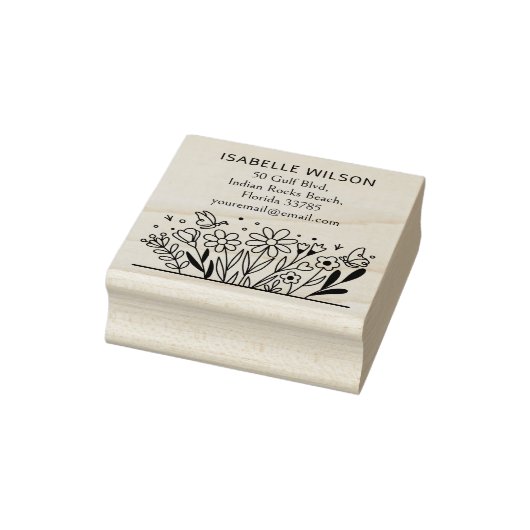 モダンフローラ名前をカスタムする差出人住所 ラバースタンプ (スタンプ)