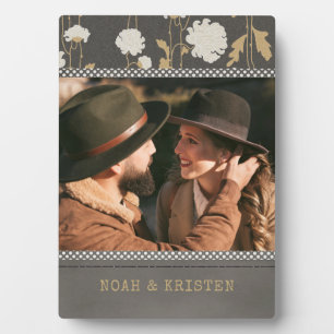 モダンフローラ国パーソナライズされたの写真名 フォトプラーク