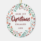 モダンフローラ婚約した初めてのクリスマス セラミックオーナメント (左)