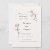 モダンフローラ婚約パーティ結婚式招待状 (正面)