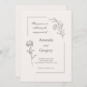 モダンフローラ婚約パーティ結婚式招待状 (正面/裏面)