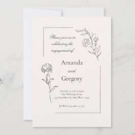 モダンフローラ婚約パーティ結婚式招待状