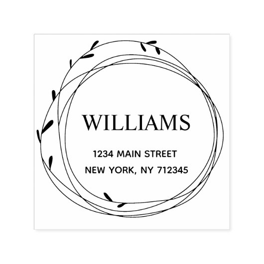 モダンフローラ差出人住所ファミリ名 セルフインキングスタンプ (デザイン)