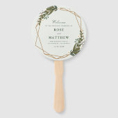 モダンフローラ幾何学緑色結婚計画 ハンドファン (正面)