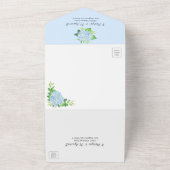 モダンフローラ幾何学青紫陽花結婚の オールインワン招待状 (外側)