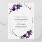 モダンフローラ幾何結婚銀 箔招待状 (正面)