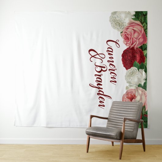 モダンフローラ庭園の結婚式パーティーの背景 タペストリー (インサイチュ(横))