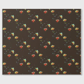 モダンフローラ抽象芸術アート花水彩 ラッピングペーパー (フラット)