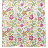 モダンフローラ数々の色の夏の花 シャワーカーテン (正面)