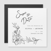 モダンフローラ日付の保結婚存 マグネット招待状 (正面/裏面)