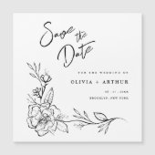 モダンフローラ日付の保結婚存 マグネット招待状 (正面)