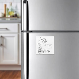 モダンフローラ日付の保結婚存 マグネット招待状