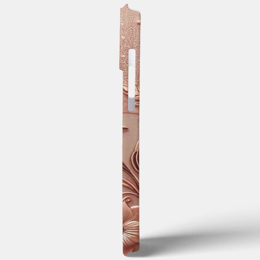 モダンフローラ曲線を持つエレガントバラ金ゴールド Case-Mate iPhoneケース (裏面 / 左)