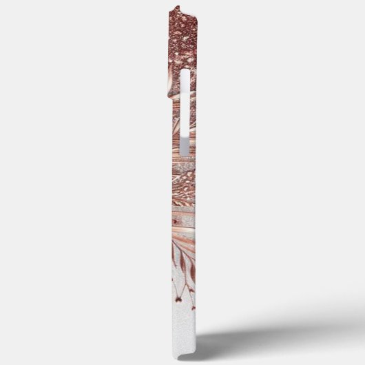 モダンフローラ曲線12を持つエレガントバラ金ゴールド Case-Mate iPhoneケース (裏面 / 左)