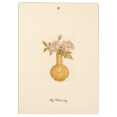 モダンフローラ植物色ピンクスタイリッシュ クリップボード (裏面)