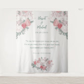 モダンフローラ水の色結婚の背景引用文 タペストリー (正面)