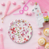 モダンフローラ水の色 ペーパープレート (パーティー)