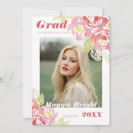 モダンフローラ水彩のグラード発表 招待状