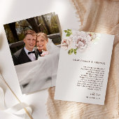 モダンフローラ水彩アイボリークリー結婚ムの写真 サンキューカード