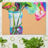 モダンフローラ水彩アート花 キッチンタオル (折り畳み)