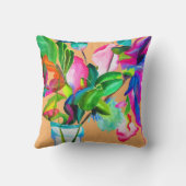 モダンフローラ水彩アート花 クッション (裏面)