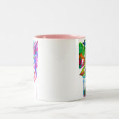 モダンフローラ水彩アート花 ツートーンマグカップ (中央)