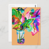 モダンフローラ水彩アート花 ポストカード (正面/裏面)