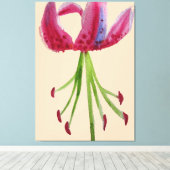 モダンフローラ水彩ピンク百合の花 キャンバスプリント (インサイチュ (ウッドフロア))