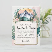 モダンフローラ水彩山結婚山 招待状 (スタンド正面)