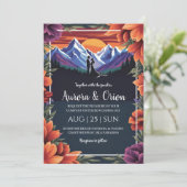 モダンフローラ水彩山結婚山 招待状 (スタンド正面)