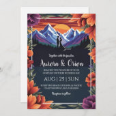 モダンフローラ水彩山結婚山 招待状 (正面/裏面)