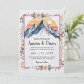 モダンフローラ水彩山結婚山 招待状 (スタンド正面)