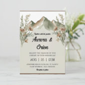 モダンフローラ水彩山結婚山 招待状 (スタンド正面)