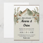 モダンフローラ水彩山結婚山 招待状 (正面/裏面)