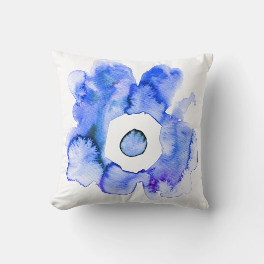 モダンフローラ水彩手描き花投げ クッション (正面)