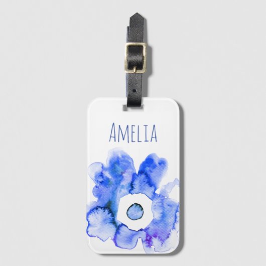 モダンフローラ水彩手描き花荷荷物 ラゲッジタグ (正面縦)