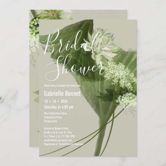 モダンフローラ水彩植物学 |シャンパン 招待状 (正面/裏面)