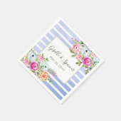 モダンフローラ水彩海軍ストライプ結婚ズ スタンダードカクテルナプキン (角)