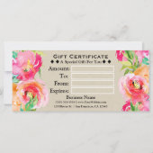 モダンフローラ水彩筏ギフト証明書 (裏面)