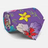 モダンフローラ水彩花模様カラフル ネクタイ (ロール)