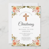モダンフローラ水彩《キリスト教》洗礼式や命名式 招待状 (正面)