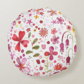 モダンフローラ水彩 ラウンドクッション (裏面)