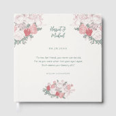 モダンフローラ水結婚色のエレガント引用文 ゲストブック (正面)