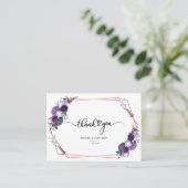 モダンフローラ水結婚色のサンキューカード 名刺 (スタンド正面)